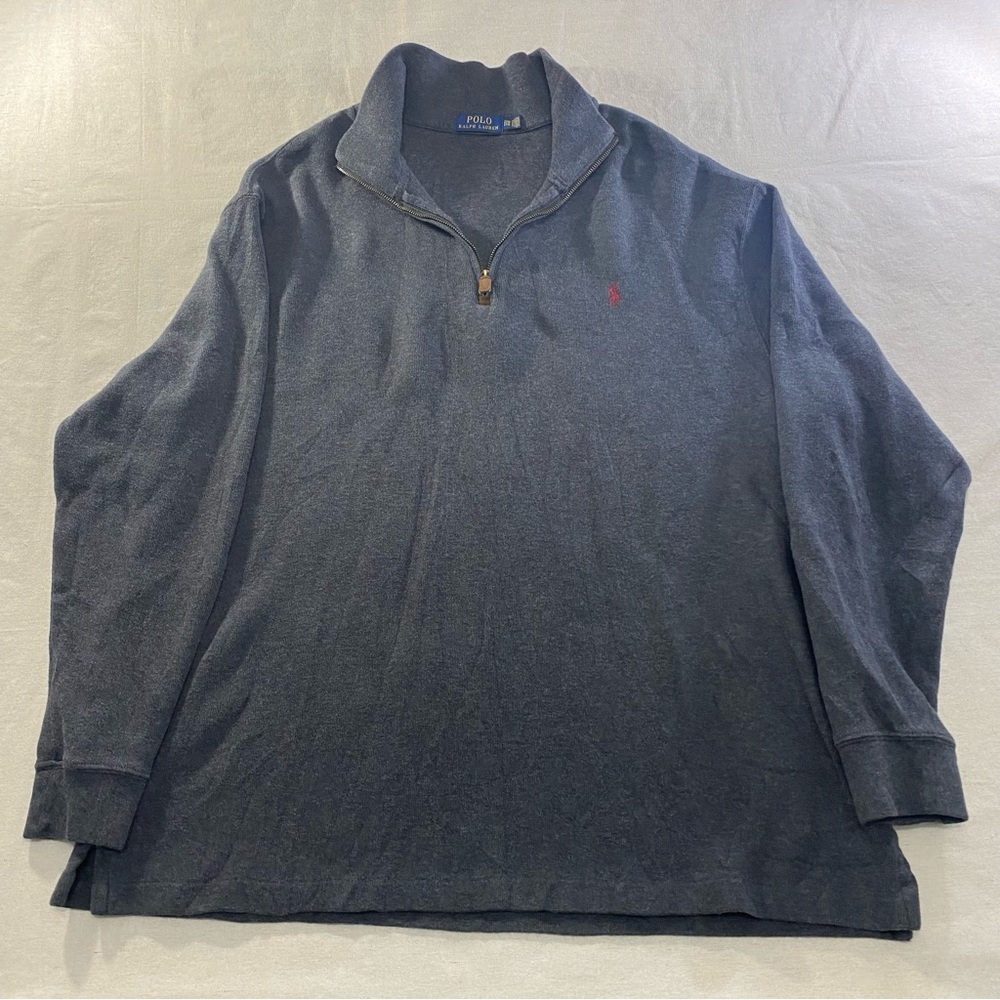 Polo Ralph Lauren Sweater Mens 2XB 1/4 Zip Pull Over Gray Small Pony Sweatshirt